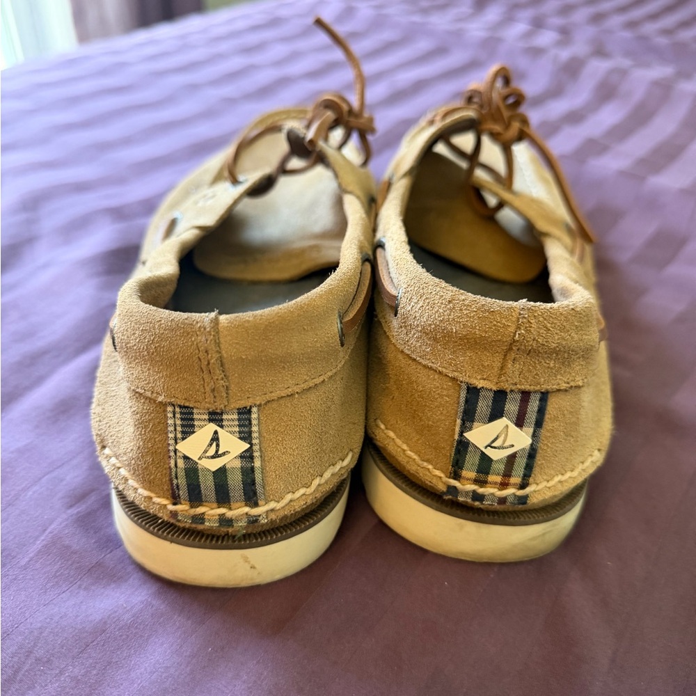 Men's Sperry Suede Boat Shoes in Tan - Picture 4 of 5
